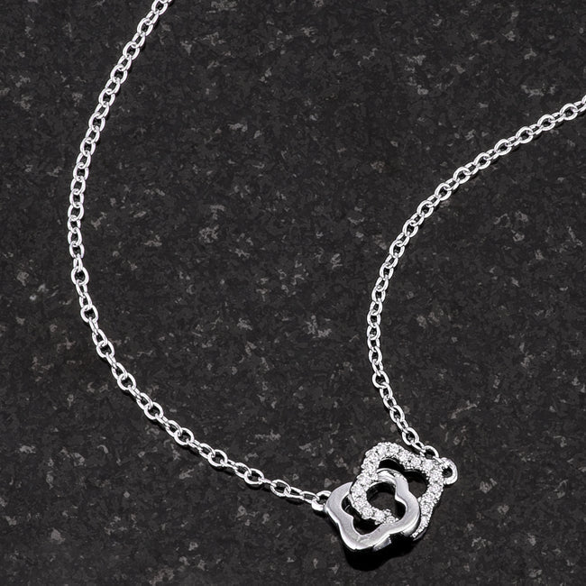 Rhodium Necklace with Floral Links