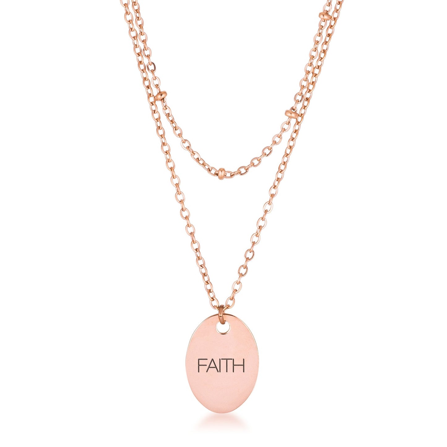 Rose Gold Double Chain FAITH Necklace