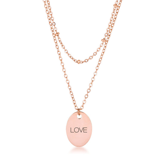 Rose Gold Double Chain LOVE Necklace