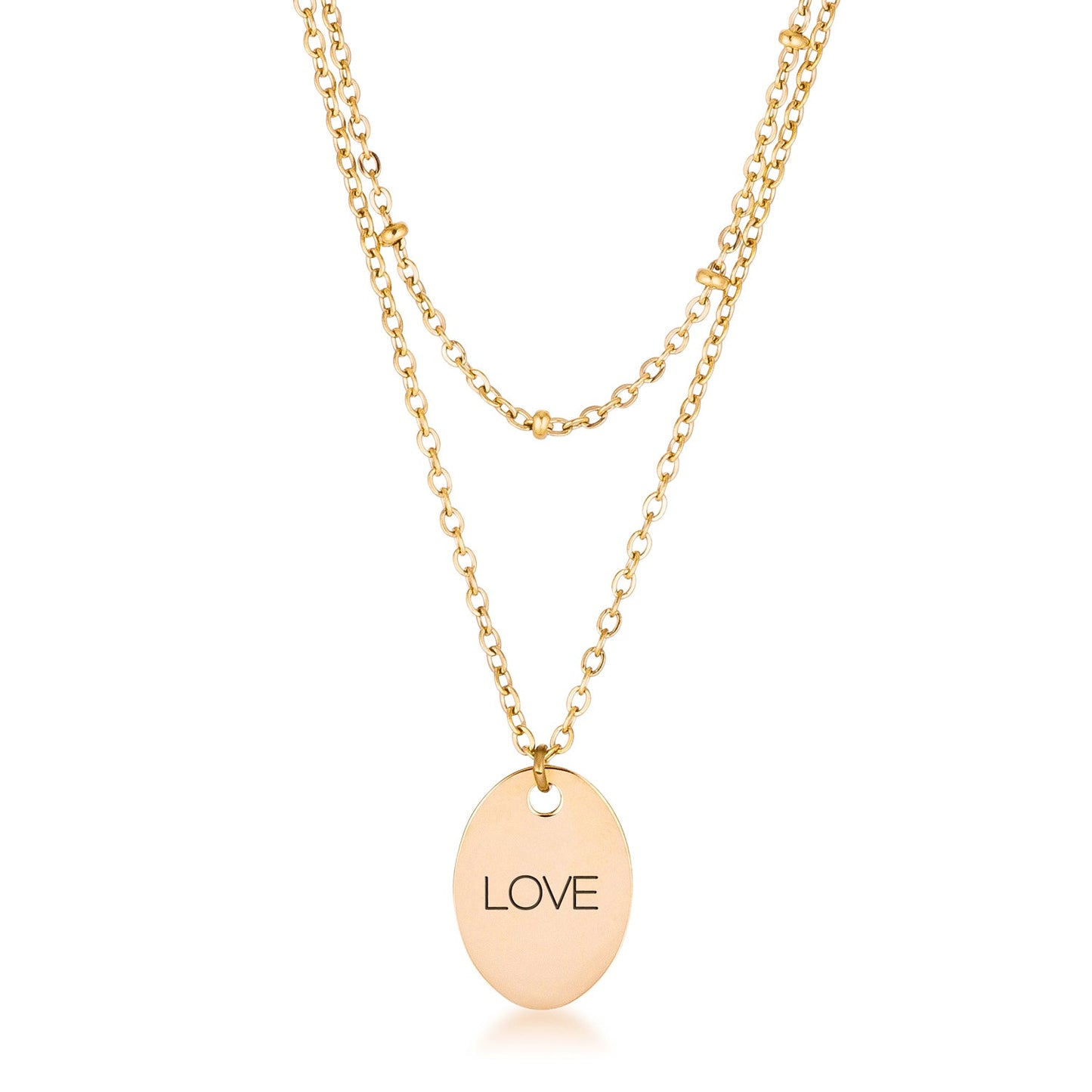 Gold Plated Double Chain LOVE Necklace