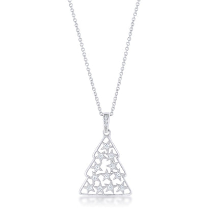 Rhodium Christmas Tree Pendant