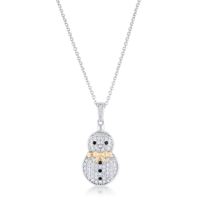 Two-Tone Snowman Pave Holiday Pendant