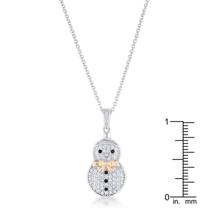 Two-Tone Snowman Pave Holiday Pendant