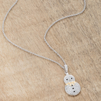 Two-Tone Snowman Pave Holiday Pendant