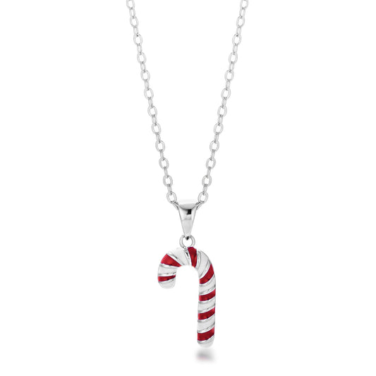 Rhodium Plated Candy Cane Necklace