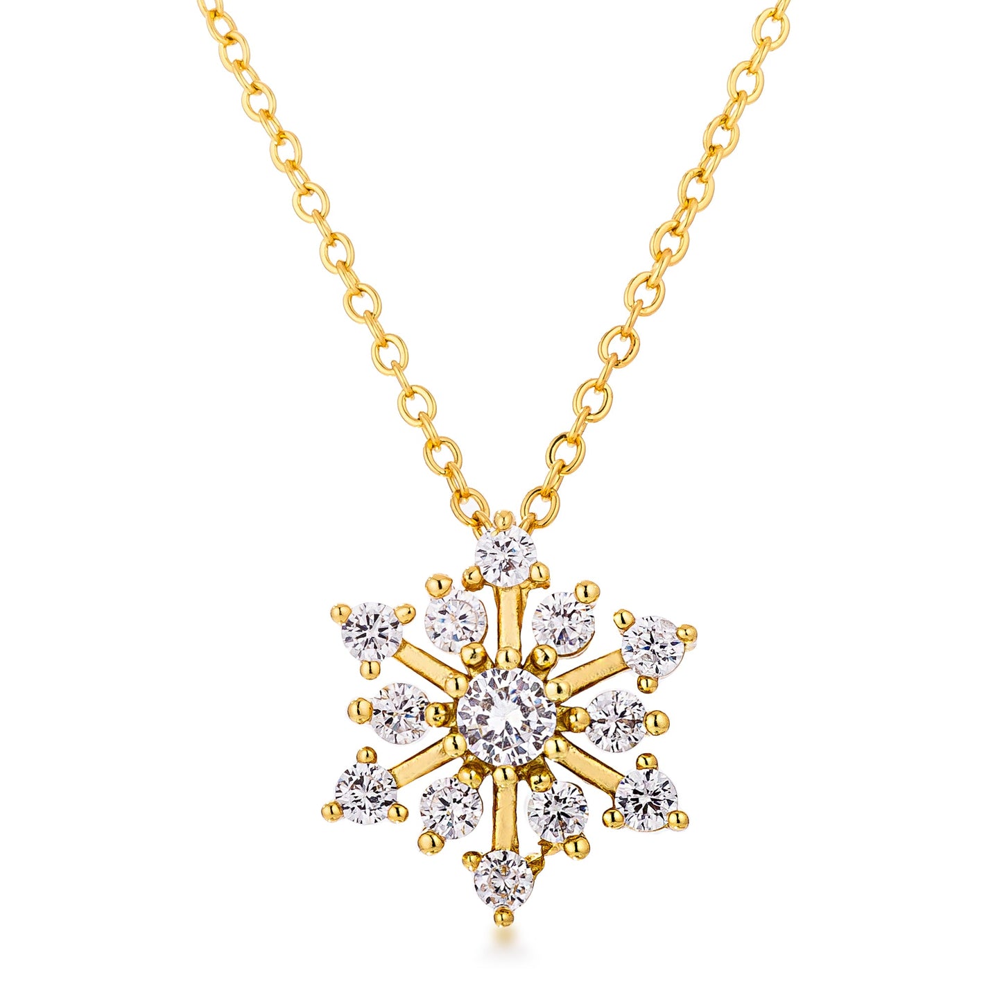 Contemporary Gold Snowflake Necklace