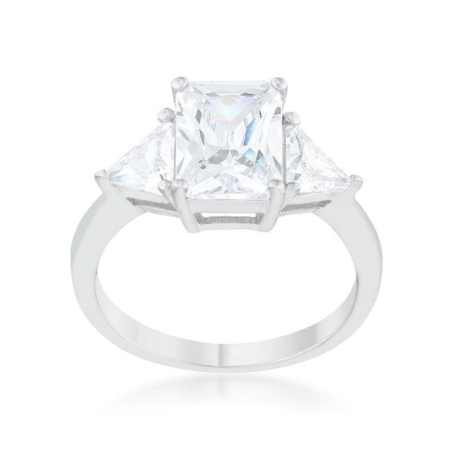 Classic Clear Silver Engagement Ring