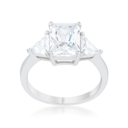 Classic Clear Silver Engagement Ring