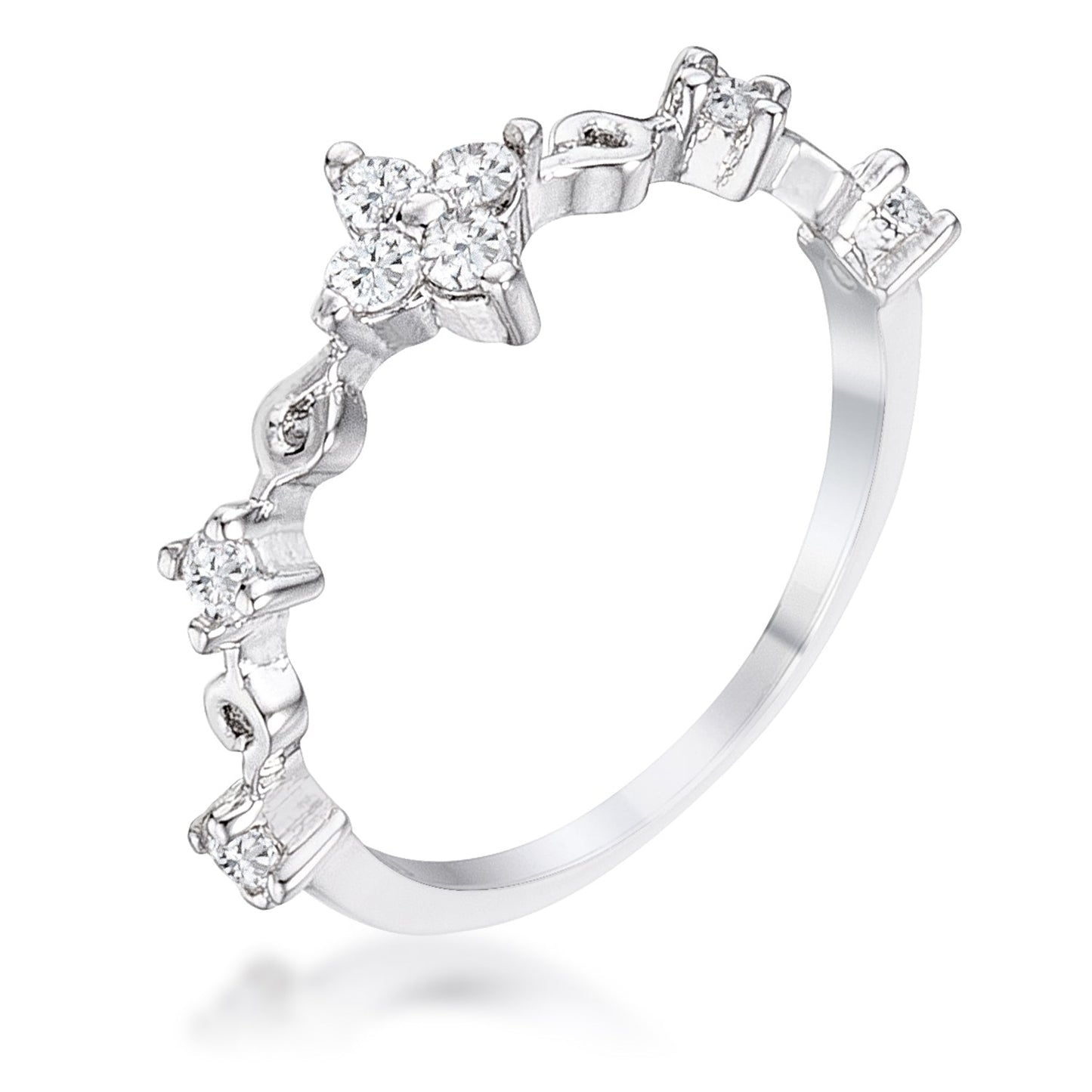 Clear Mini Floral Half Eternity Ring