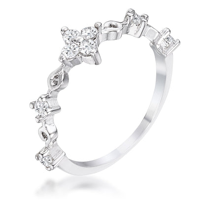 Clear Mini Floral Half Eternity Ring